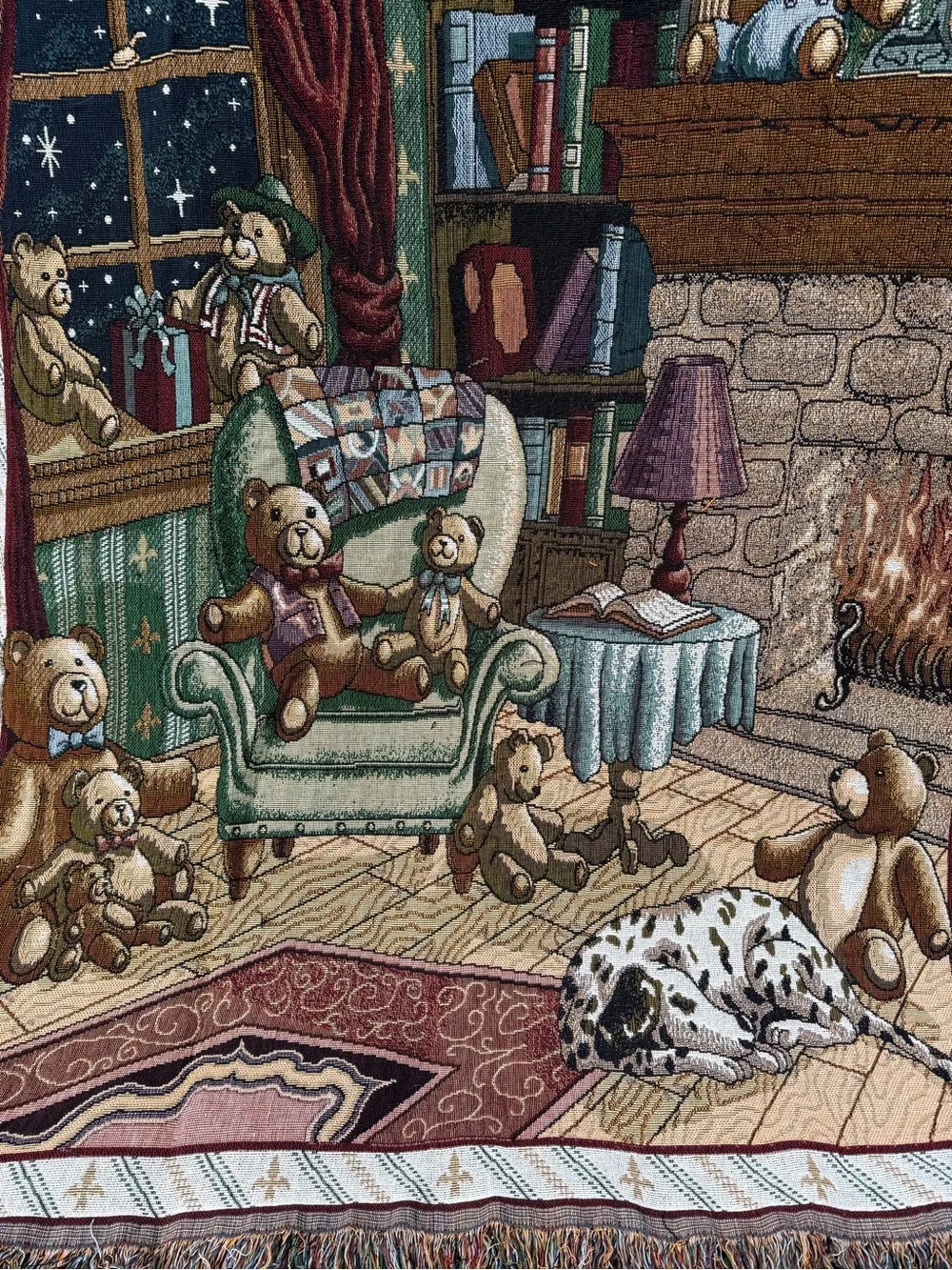 Vintage Multicolor Teddy Bear Tapestry Throw Blanket